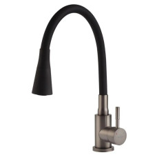 Смеситель для кухни Mixxus SEO-011-T Graphite Refl.Black из нерж.стали SUS304 (Цв.графит+сил.излив черный) (MI8434)