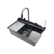 Мойка многофункциональная Zerix ZH7546-SET-05 Decor Graphite со встроенным смесителем из нерж.стали (ZM5592)