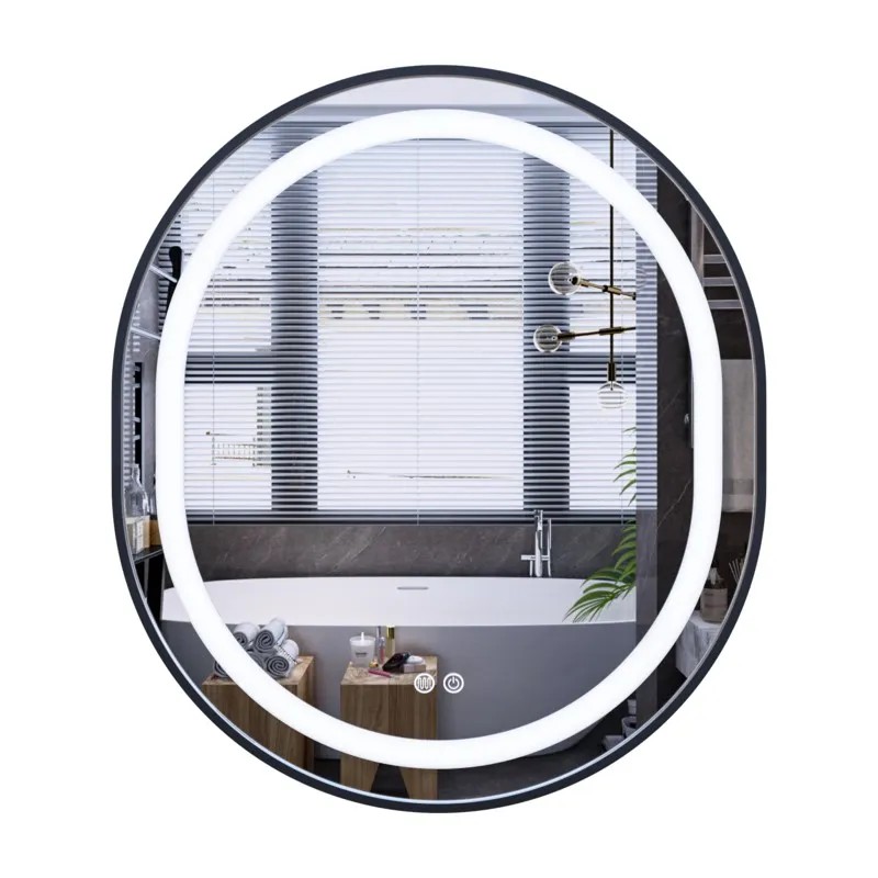 Зеркало Mixxus Premium ELLIPSE MV05-80x70-Reverse BLACK с Led Touch, Anti-fog, димером (3-6,5kK) (MP6646)