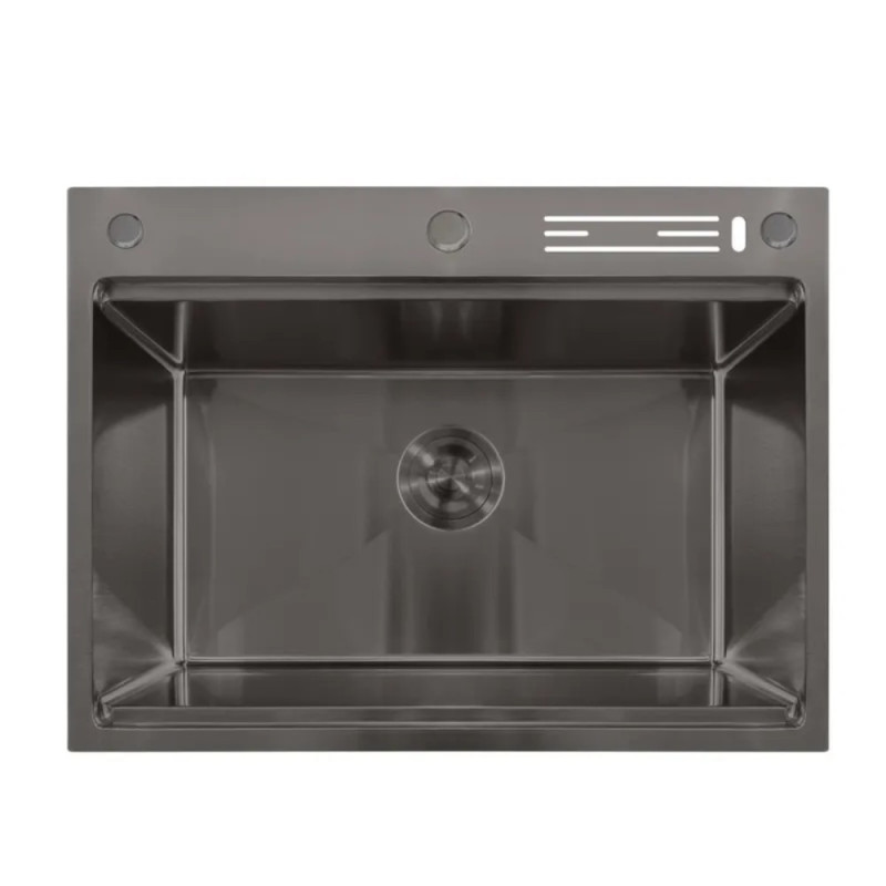 Мойка Mixxus MH7050-SK NANO-BLACK (3.0/0.8) с н.ст. со ступенькой для суш.,с подст.под ножи(графит)(MX1944)