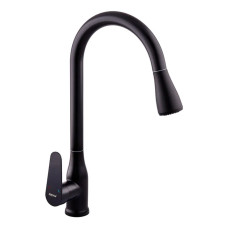 Смеситель для кухни с выдвижной лейкой Zerix PUL-014 Black с нерж. стали SUS304 (цвет черный) (ZX5035)
