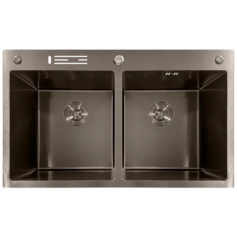 Мойка из нержавеющей стали MIXXUS MH8350-DK NANO-BLACK (3.0/0.8) цвет графит (MI7053)