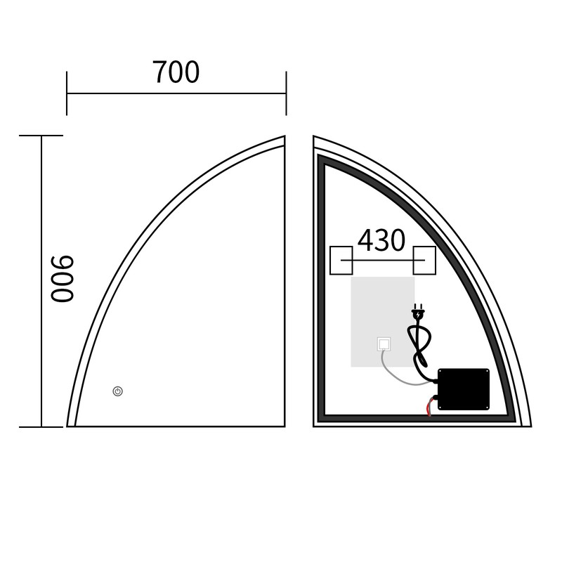 Зеркало Mixxus Premium TOPPER MS02-75x100 с Led Touch, Anti-fog, димером (3-6,5kK) (MP6634)