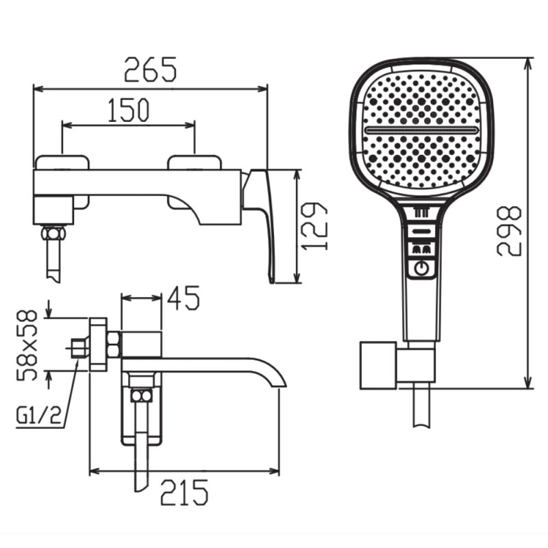Змішувач для ванни з коротким виливом Koer KB-41037-01 (Колір хром) (KR6004)