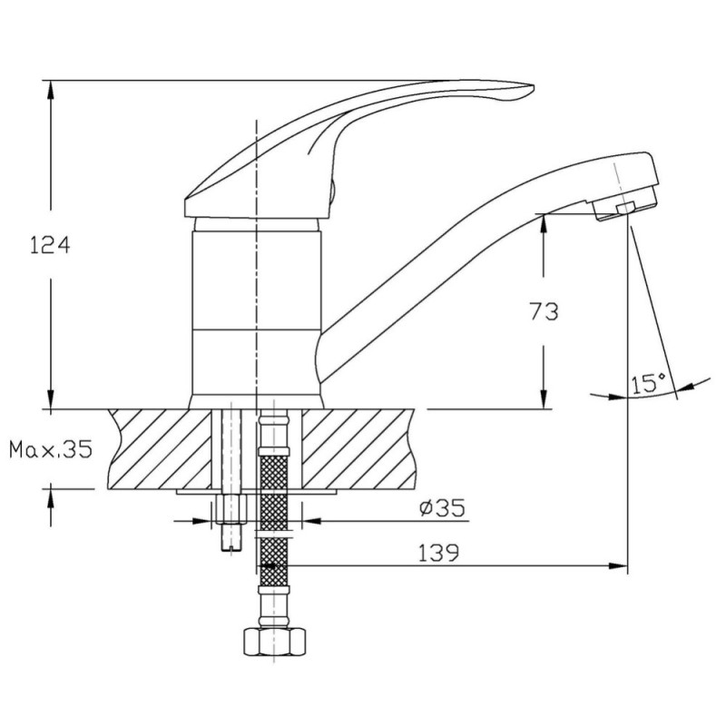 Змішувач для умивальника Haiba Fabio 004 (вилив 15 см) (HB0772)