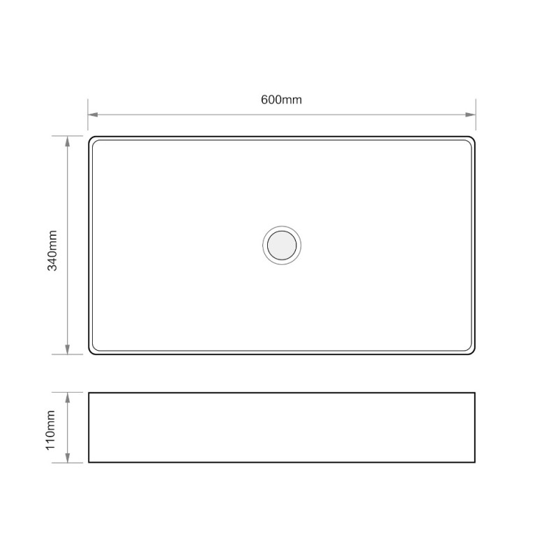 Раковина накладная Mixxus Premium QUADRO-0107 EDGE BLACK 600х340х110mm (MP6521)