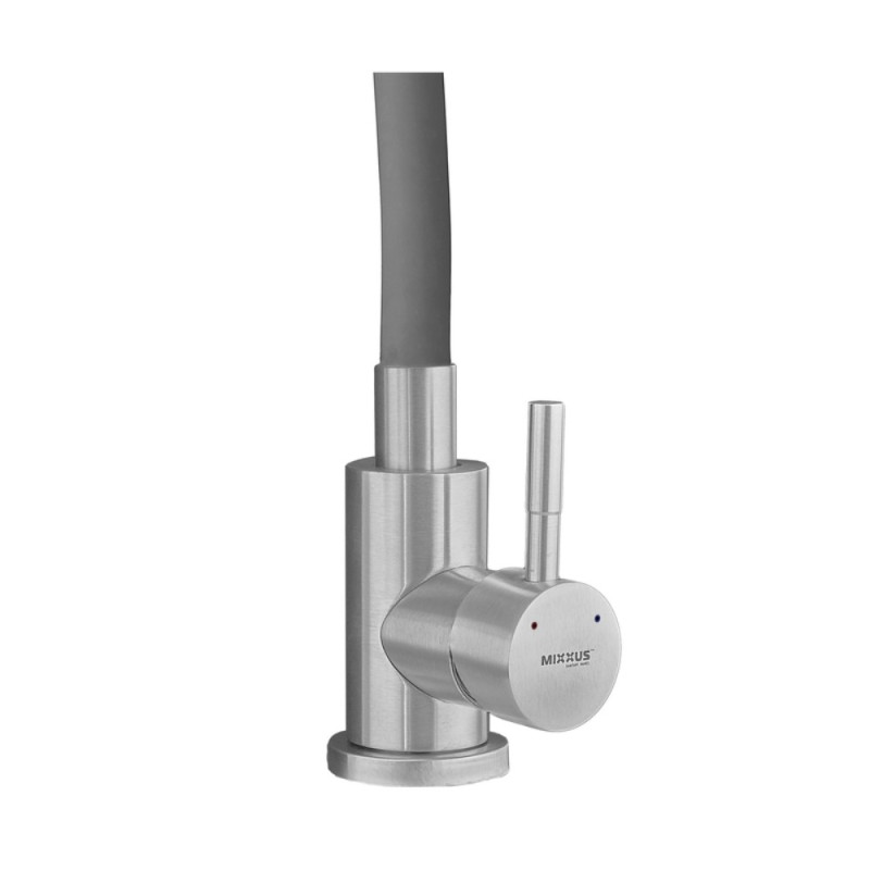 Смеситель для кухни MIXXUS SUS-011-T REFL.GRAY с силиконовым изливом из нерж. стали SUS304, излив серый (MI8227)
