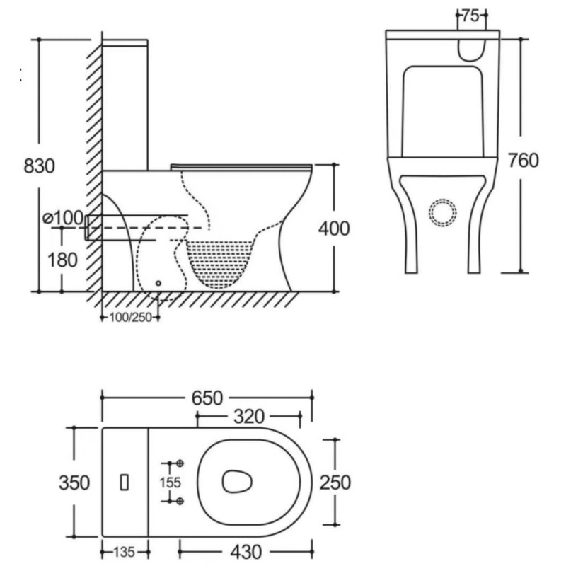 Унитаз-компакт Mixxus WAVE-0402-T3 650x350x830mm система смыва TORNADO 3.0 (MI7037)
