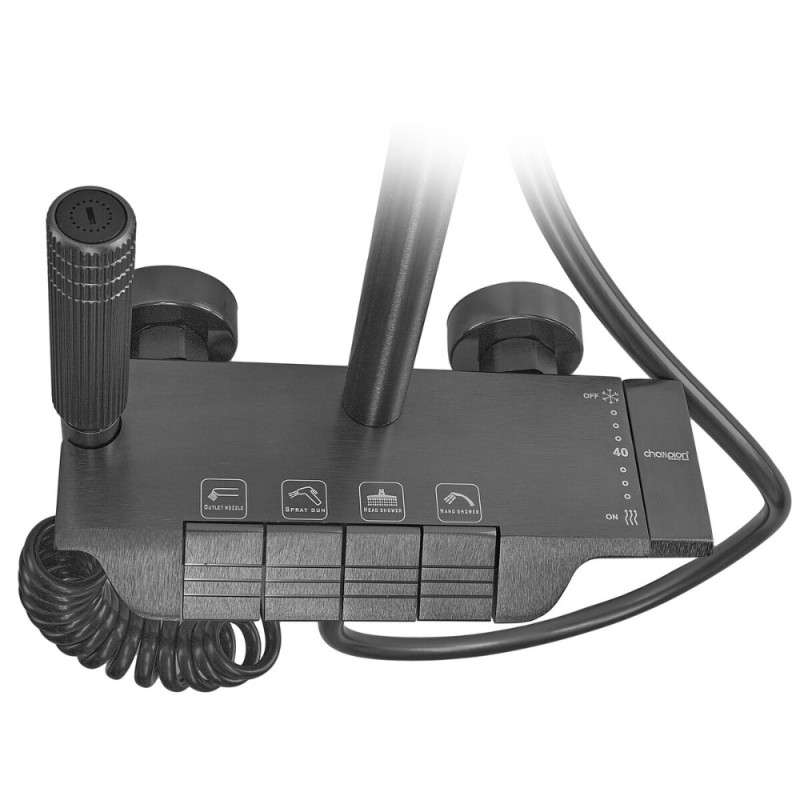 Душевая колонна Champion PBM-009-J Graphite со смесителем с кнопочным переключателем, 4 режима  (CH6501)