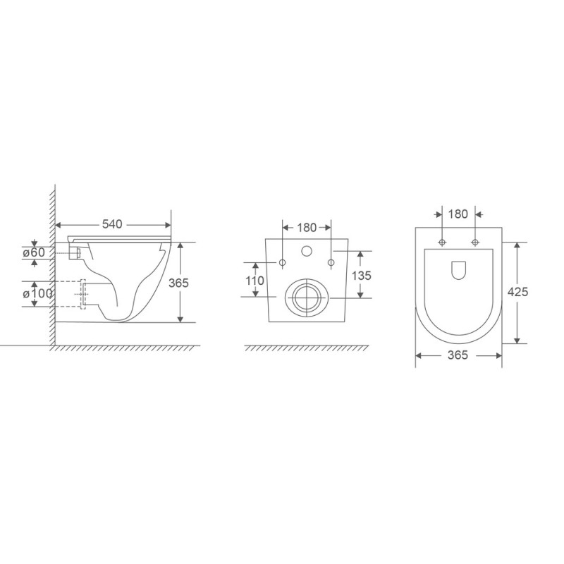 Унитаз подвесной Mixxus Premium Ellipse-0304-R 540x360x360mm, система смыва Rimless (MP6466)