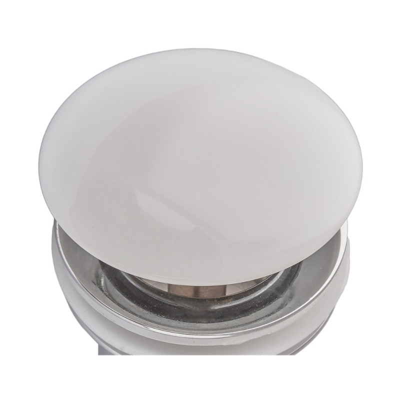 Донный клапан для раковины Koer PW-07-11 1 1/4'' с переливом автоматический СLICK-СLACK (Белая керам.накл.) (KR5784)