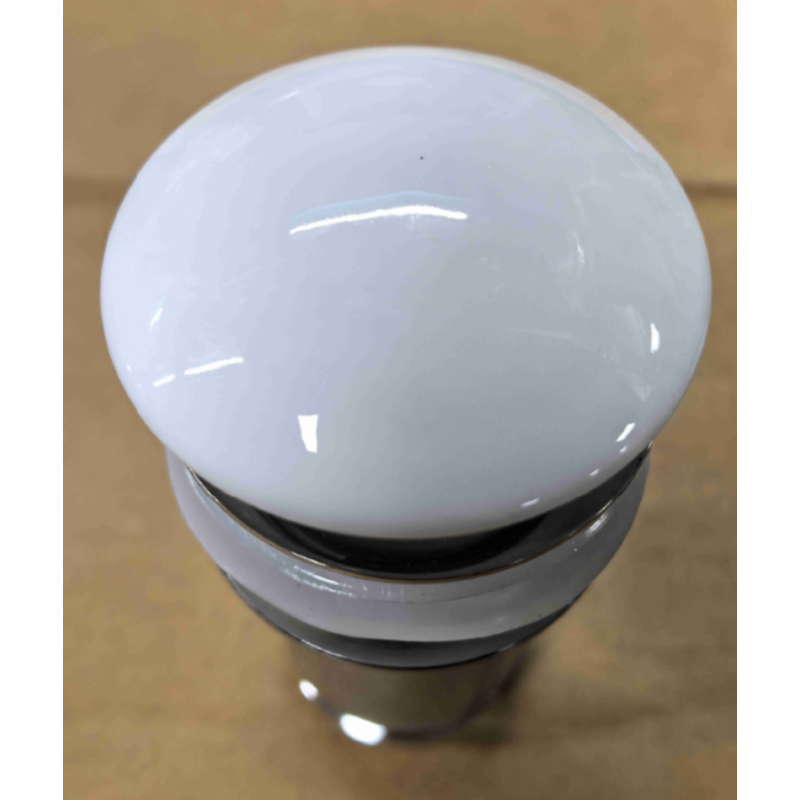Донный клапан для раковины Koer PW-07-11 1 1/4'' с переливом автоматический СLICK-СLACK (Белая керам.накл.) (KR5784)