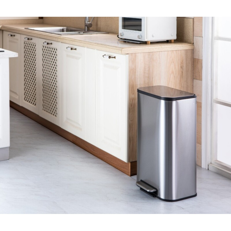 Мусорное ведро с плавным закрытием прямоугольное Mixxus Cubic-TC0112 SS Color 12л цвет нержавейка (MI7089)