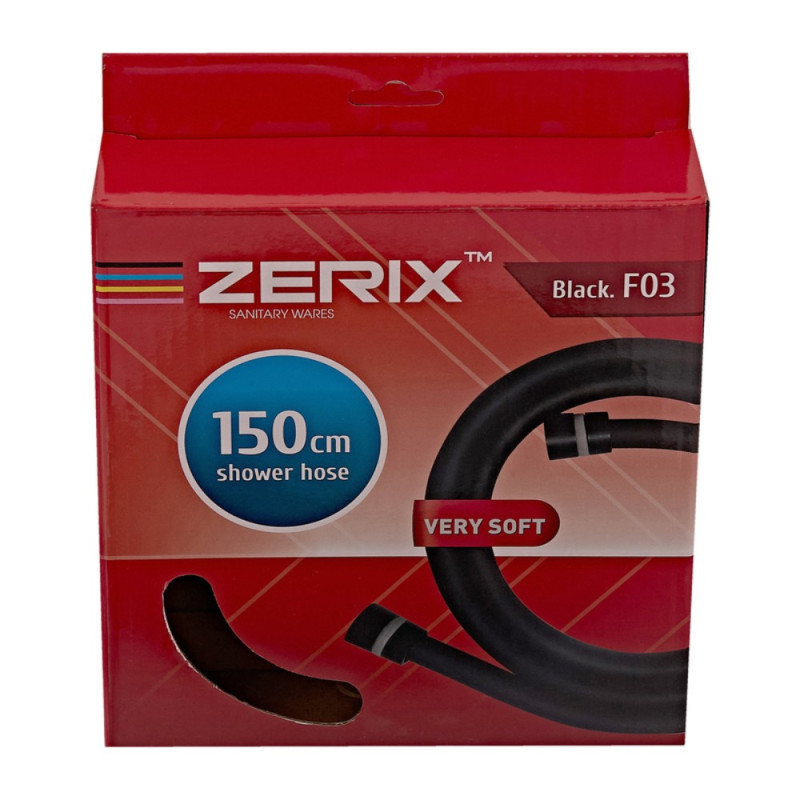 Шланг для душу Zerix Black.F03 150 см силіконовий (колір чорний) (ZX5566)