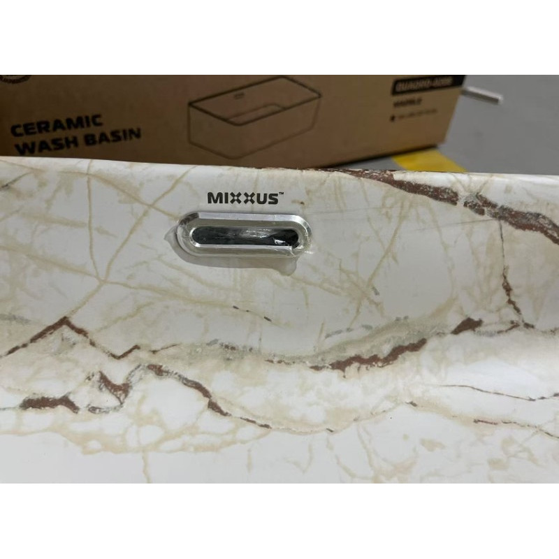 Раковина накладная Mixxus Premium QUADRO-0208 MARBLE 480х315х140mm с переливом (MP6518)