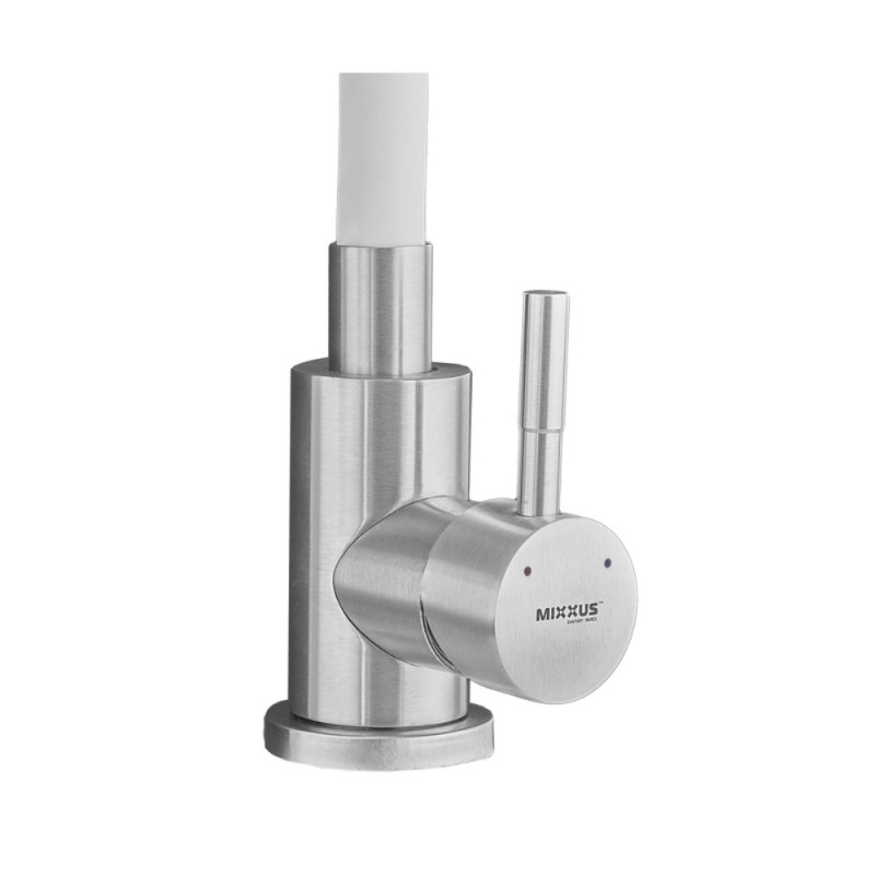 Смеситель для кухни MIXXUS SUS-011-T REFL.WHITE с силиконовым изливом из нерж. стали SUS304, излив белый (MI8228)