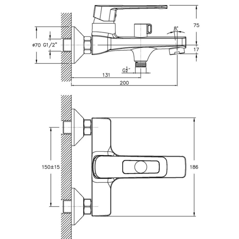 Смеситель для ванны Haiba Enio 009 (HB0885)
