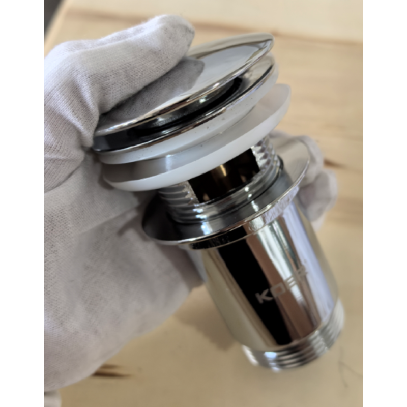 Донный клапан для раковины Koer PW-07-01 1 1/4'' с переливом автоматический СLICK-СLACK (Цвет хром) (KR5782)