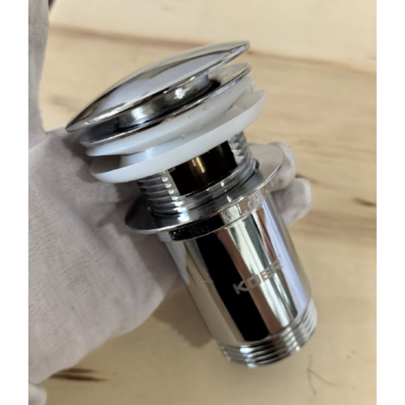 Донный клапан для раковины Koer PW-07-01 1 1/4'' с переливом автоматический СLICK-СLACK (Цвет хром) (KR5782)