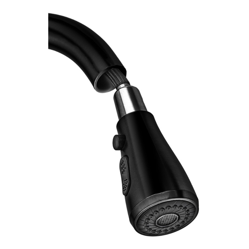 Смеситель для кухни с выдвижной лейкой Zerix PUL-014 Black с нерж. стали SUS304 (цвет черный) (ZX5035)