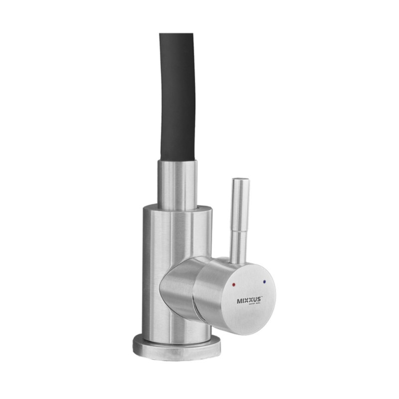 Смеситель для кухни MIXXUS SUS-011-T REFL.BLACK с силиконовым изливом из нерж. стали SUS304, излив черный (MI8226)