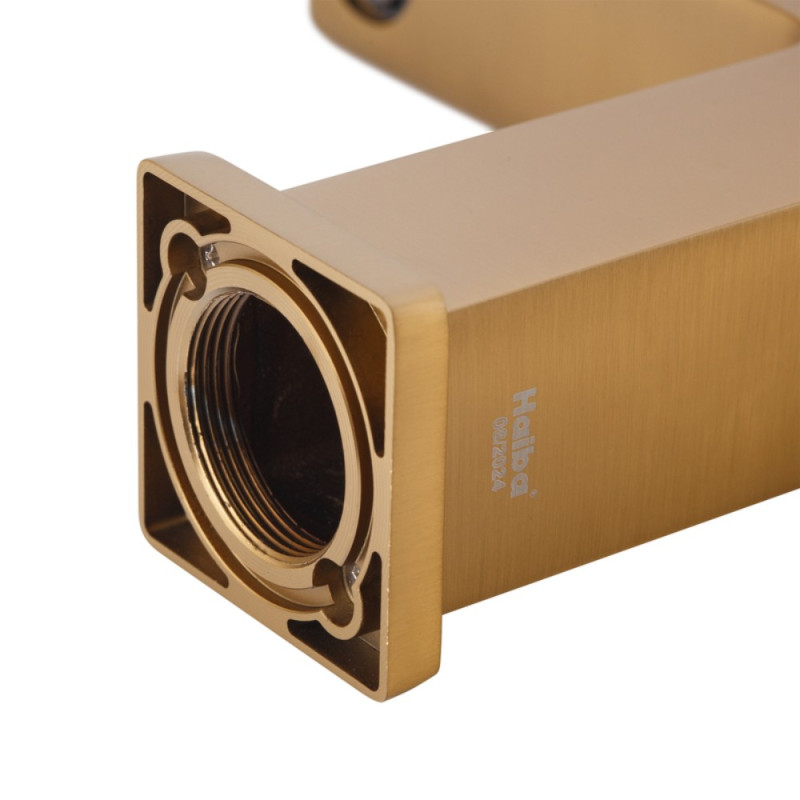 Смеситель для умывальника Haiba KANT 001 BRUSHED GOLD (HB9605)