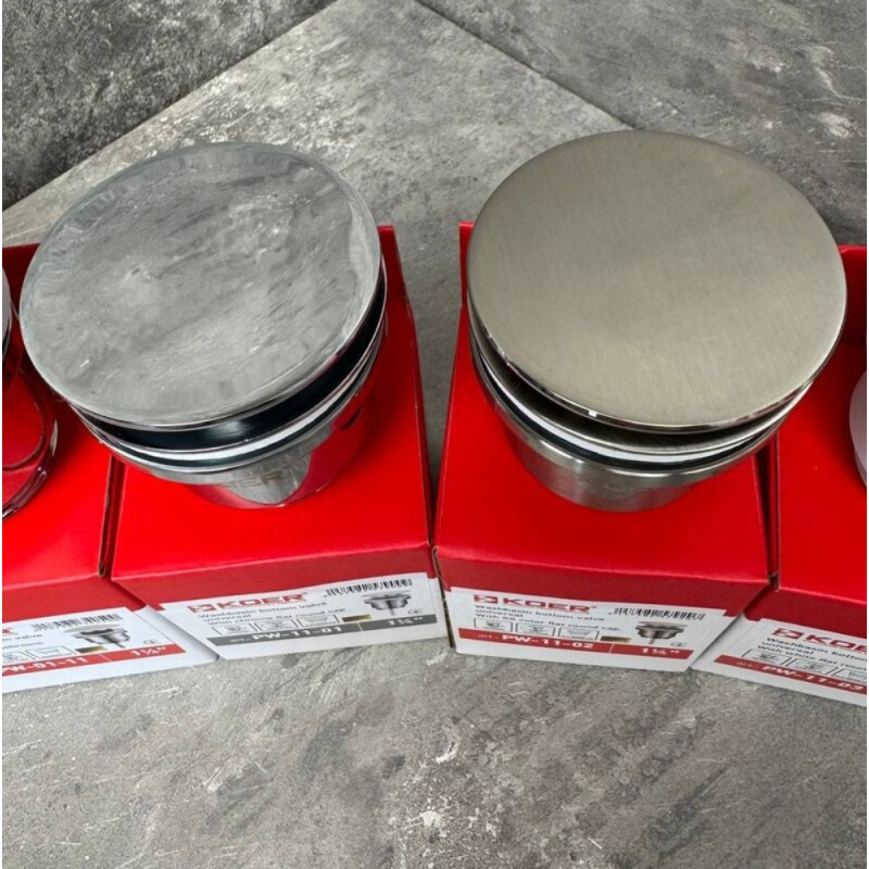 Донный клапан для раковины Koer PW-11-02 1 1/4'' универсальный (с/без перел.) СLICK-СLACK SS COLOR (KR5792)