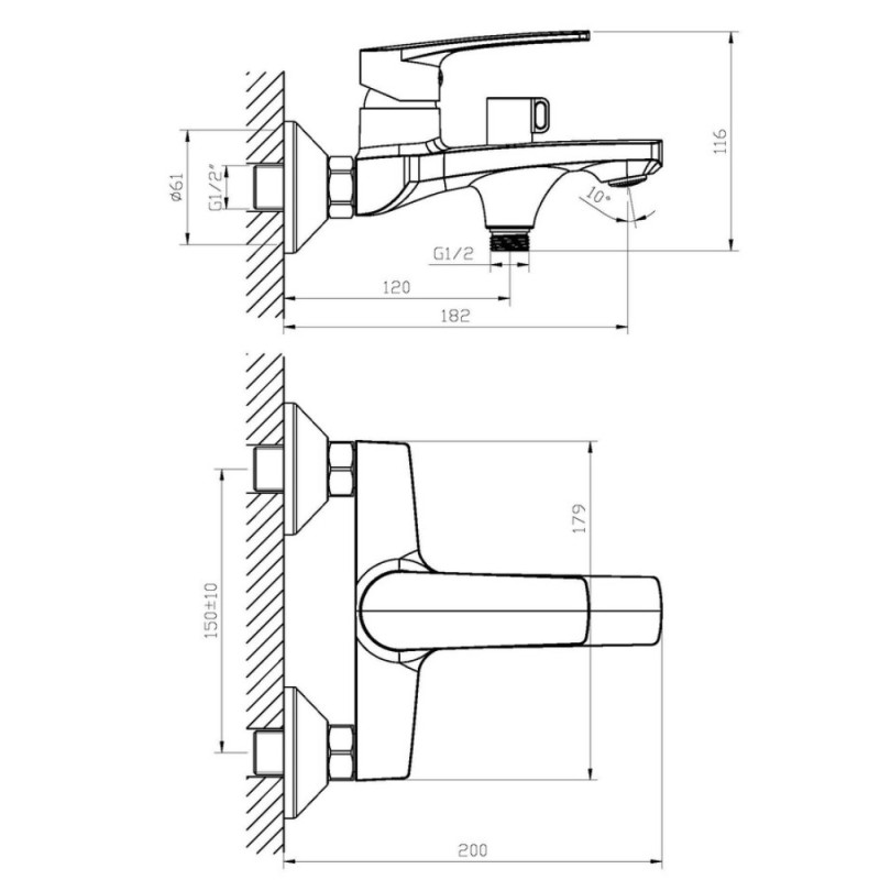 Смеситель для ванны Haiba Troya 009 Euro (HB9661)