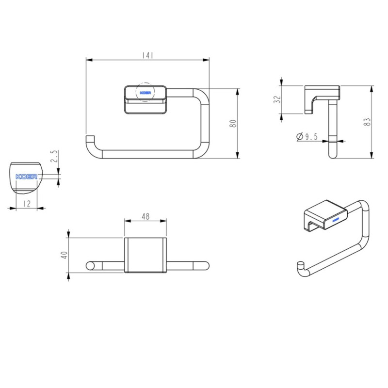 Держатель для туалетной бумаги Koer AS-0107-07 цвет графит (KR6184)