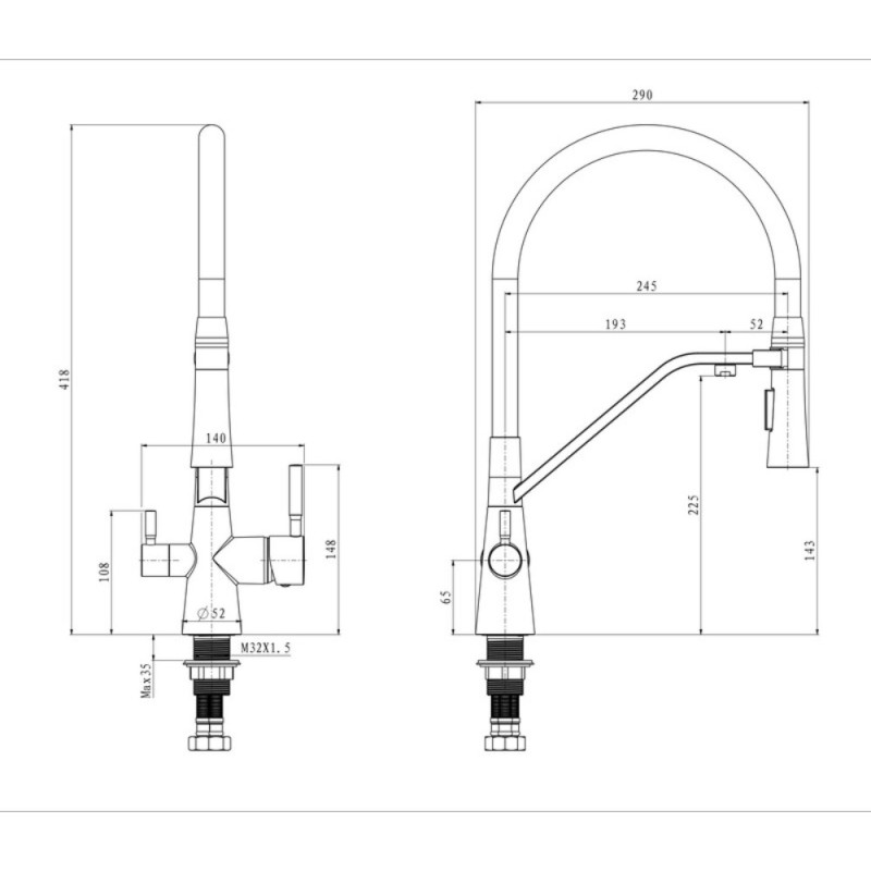 Змішувач для кухні Mixxus Premium Magnet 021 GRAPHITE REFL.BLACK (MI6975)