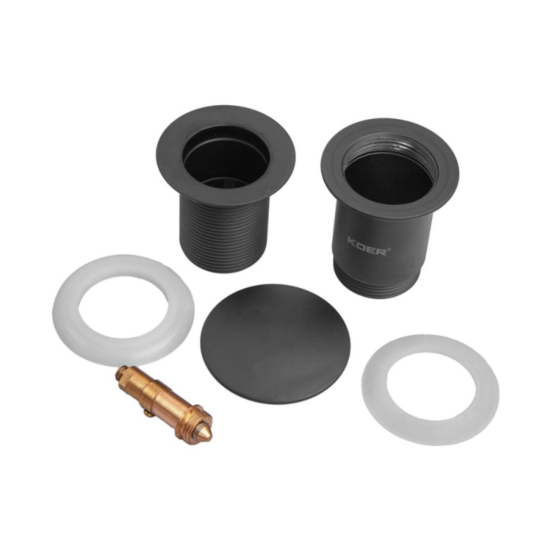 Донный клапан для раковины Koer PW-08-05 1 1/4'' без перелива автоматический СLICK-СLACK (Цвет черный) (KR5789)