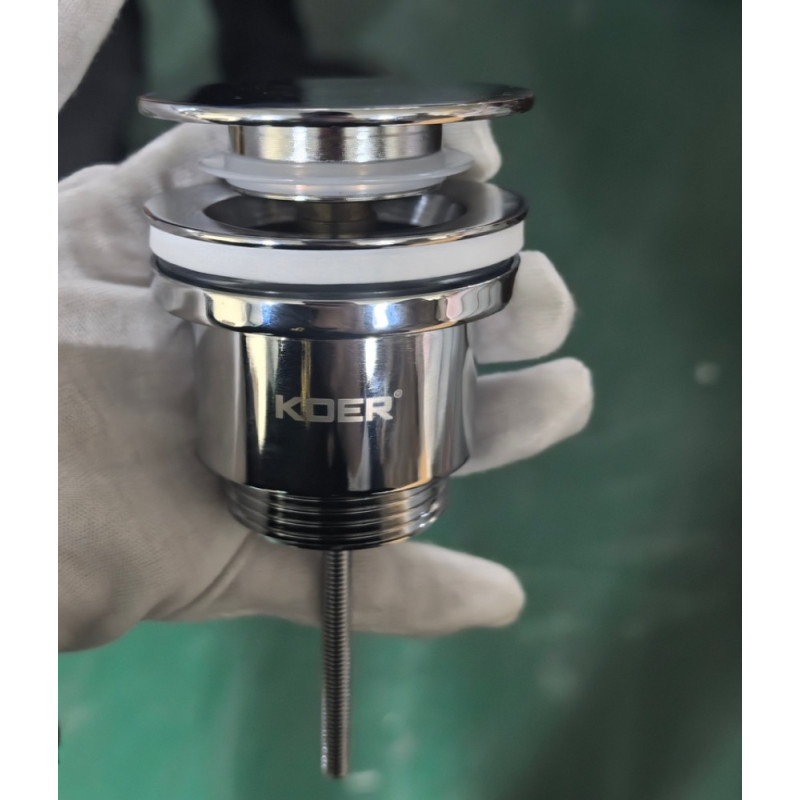 Донный клапан для раковины Koer PW-11-01 1 1/4'' универсальный (с/без перел) СLICK-СLACK (Цвет хром) (KR5790)