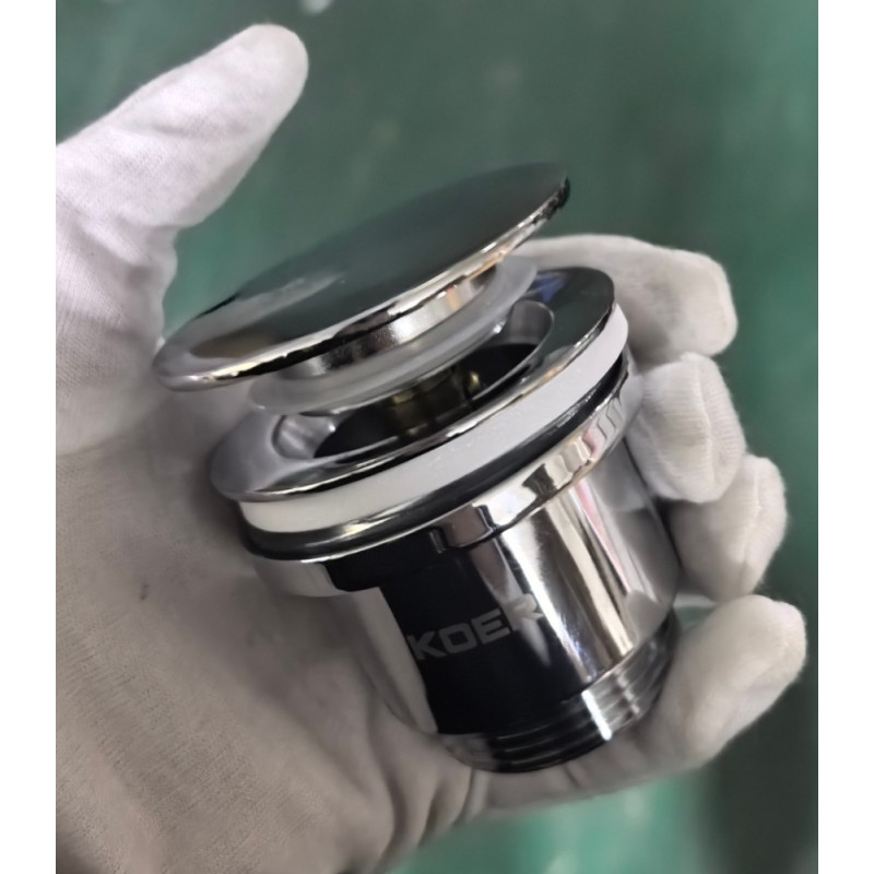 Донный клапан для раковины Koer PW-11-01 1 1/4'' универсальный (с/без перел) СLICK-СLACK (Цвет хром) (KR5790)