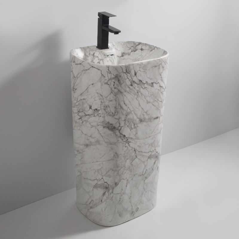 Раковина моноблок MIXXUS PREMIUM DIVERSE-1101 MARBLE 460х380х840mm с отверстием под смеситель и переливом (MP6575)
