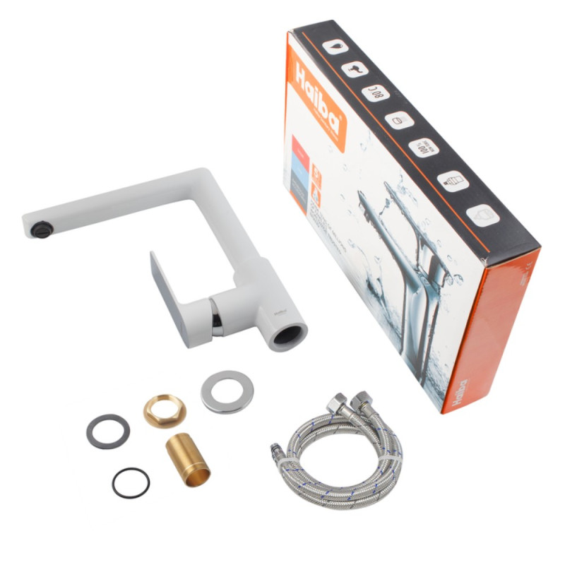 Смеситель для кухни HAIBA ALEX 018 WHITE-CHROME (HB9569)