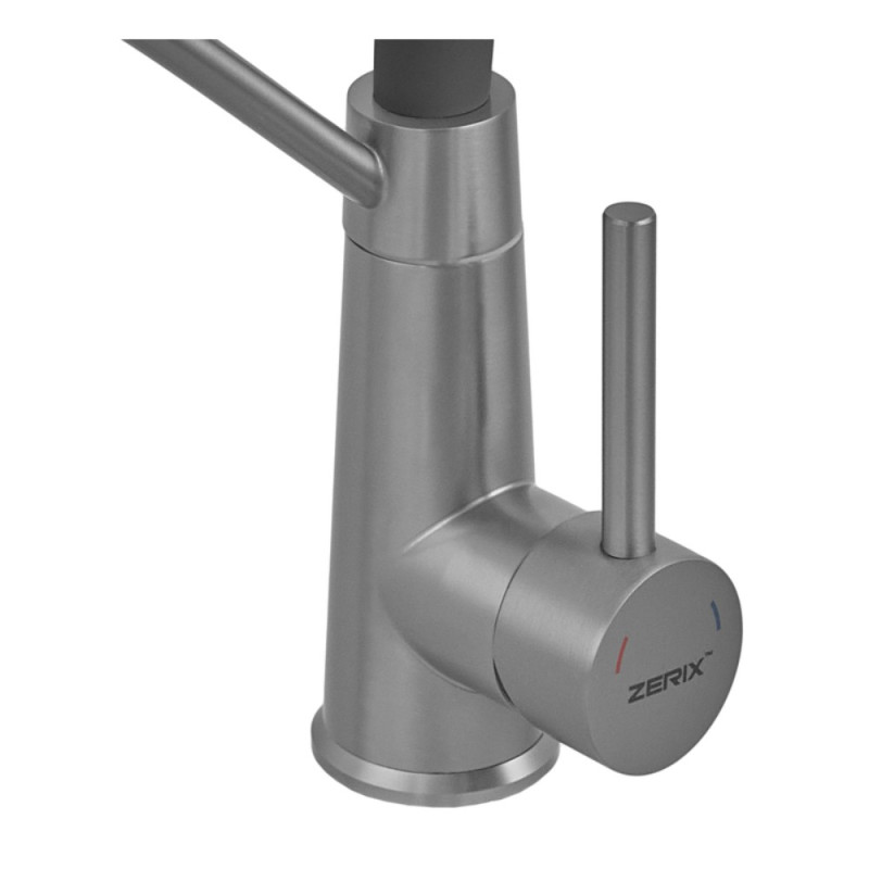 Смеситель для кухни с силиконовым изливом Zerix FUL-017 Graphite Refl.Black из нерж. стали SUS304 (цв.графит) (ZX5995)