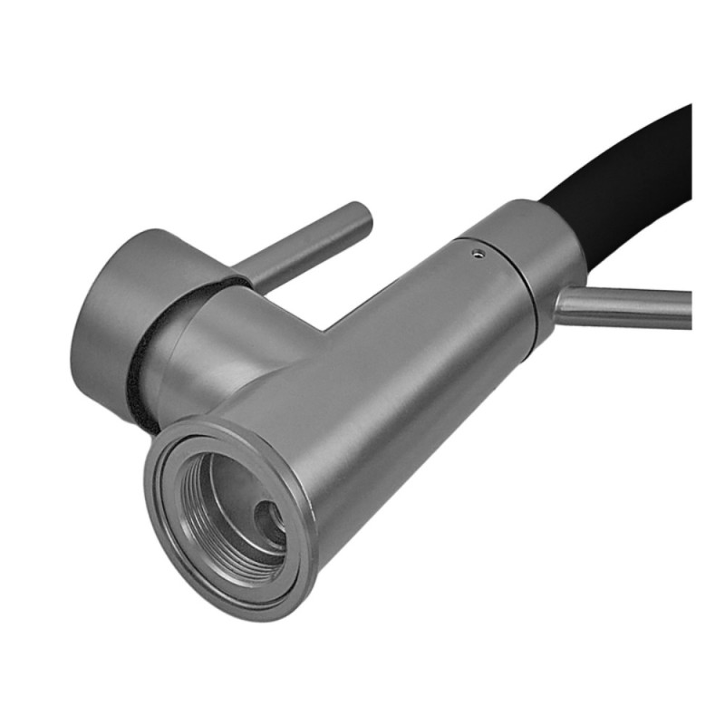 Смеситель для кухни с силиконовым изливом Zerix FUL-017 Graphite Refl.Black из нерж. стали SUS304 (цв.графит) (ZX5995)