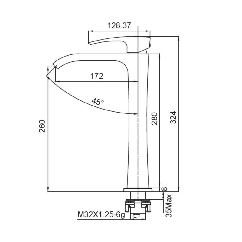 Смеситель для умывальника Koer KB-13007-01 высокий (Цвет хром) (KR3444)