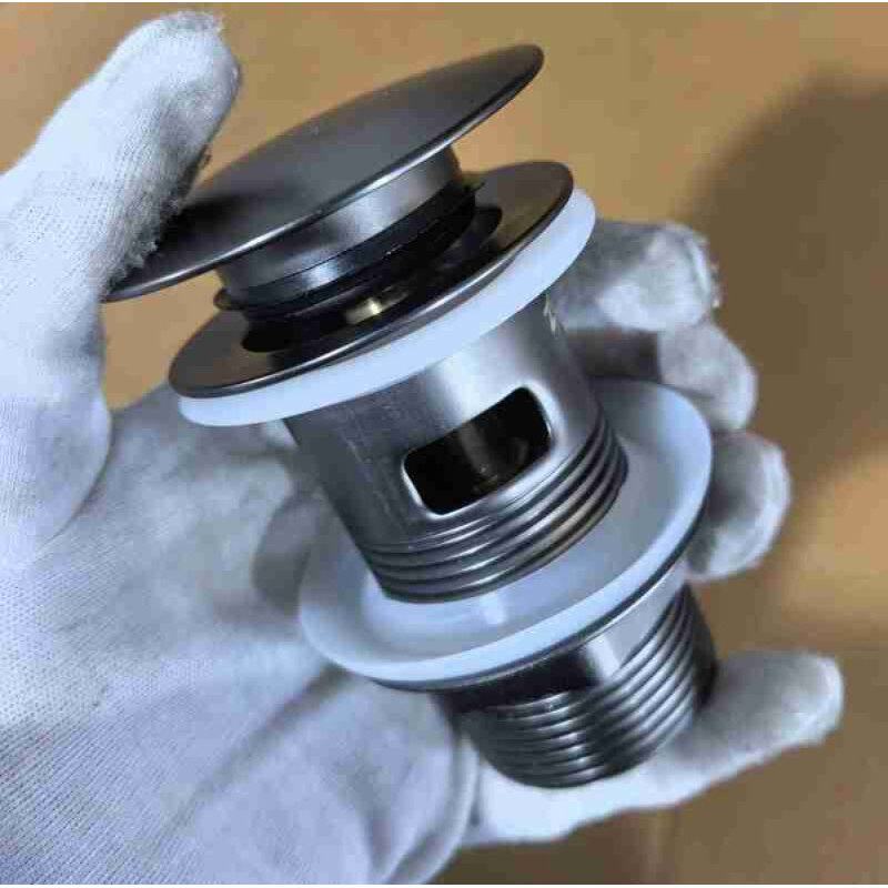 Донний клапан для раковини з переливом Zerix BV-09 GRAY 1 1/4" автоматичний Click-Clack (Колір графіт) (MY0415)