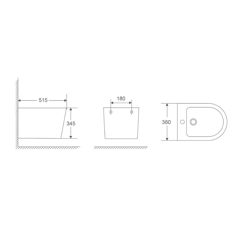 Биде подвесное Mixxus Premium Bevel-0501 515x360x345mm (MP6475)