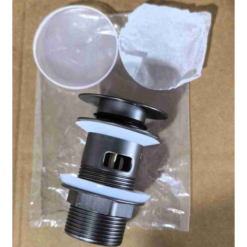 Донний клапан для раковини з переливом Zerix BV-09 GRAY 1 1/4" автоматичний Click-Clack (Колір графіт) (MY0415)