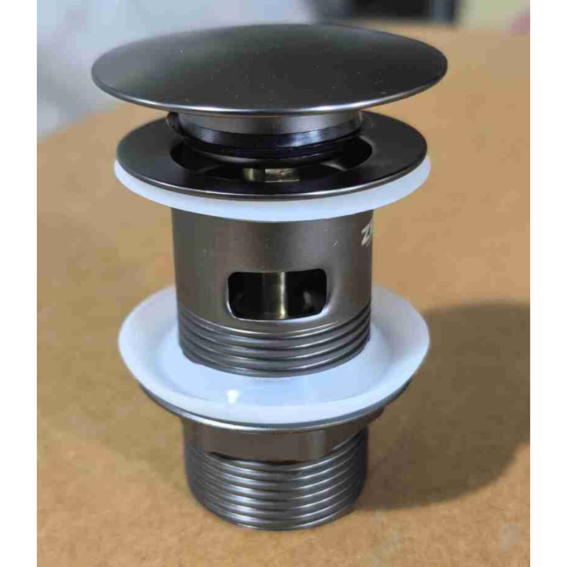 Донний клапан для раковини з переливом Zerix BV-09 GRAY 1 1/4" автоматичний Click-Clack (Колір графіт) (MY0415)