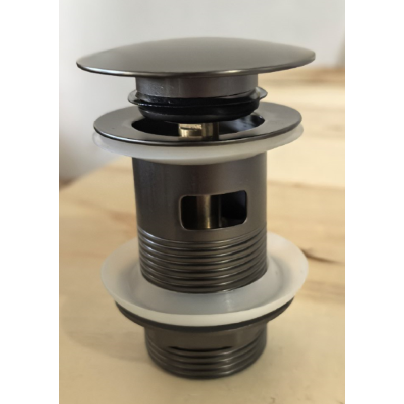 Донний клапан для раковини з переливом Zerix BV-09 GRAY 1 1/4" автоматичний Click-Clack (Колір графіт) (MY0415)