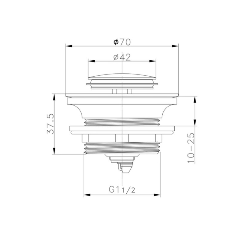 Донний клапан для ванни Koer PW-06-01 1 1/2'' автоматичний СLICK-СLACK (Колір хром) (KR5799)