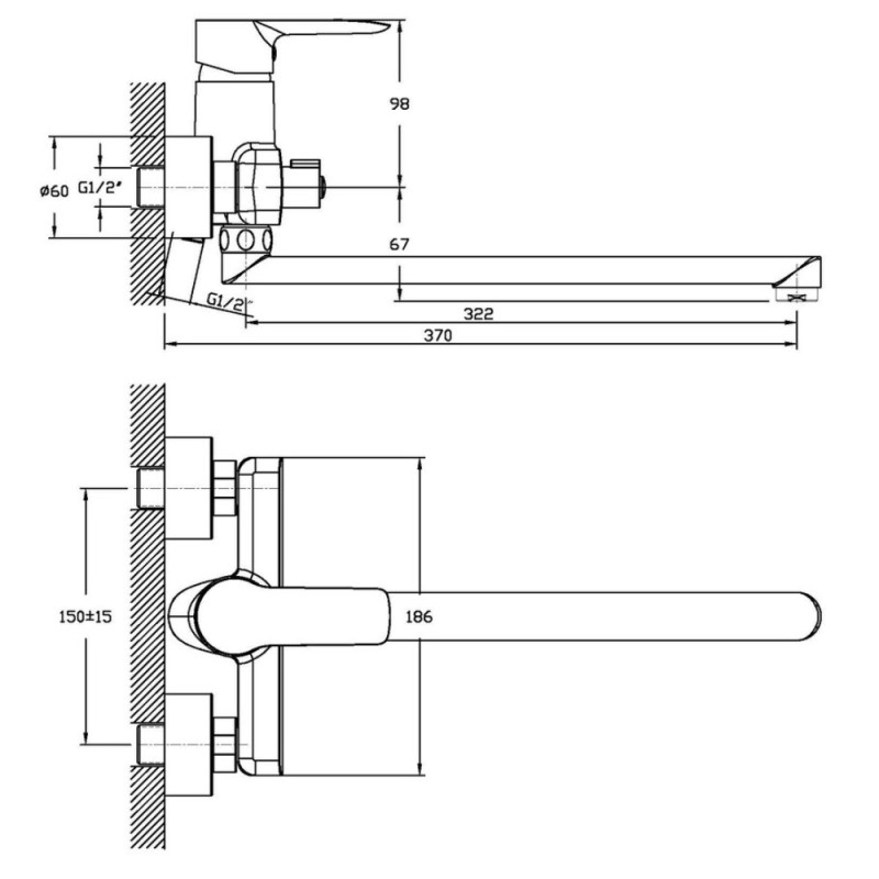 Смеситель для ванны Haiba Columbia 006 (HB0039)