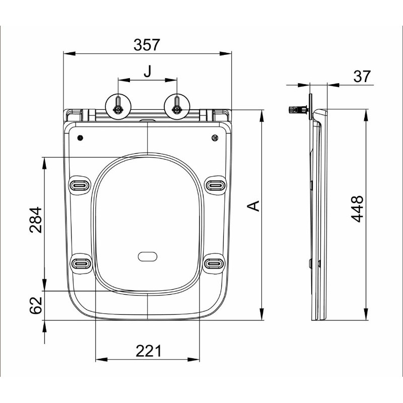 Подвесной унитаз Mixxus Premium Quadro-0302-R Black 530x360x365mm, система смыва RIMLESS (MP6455)