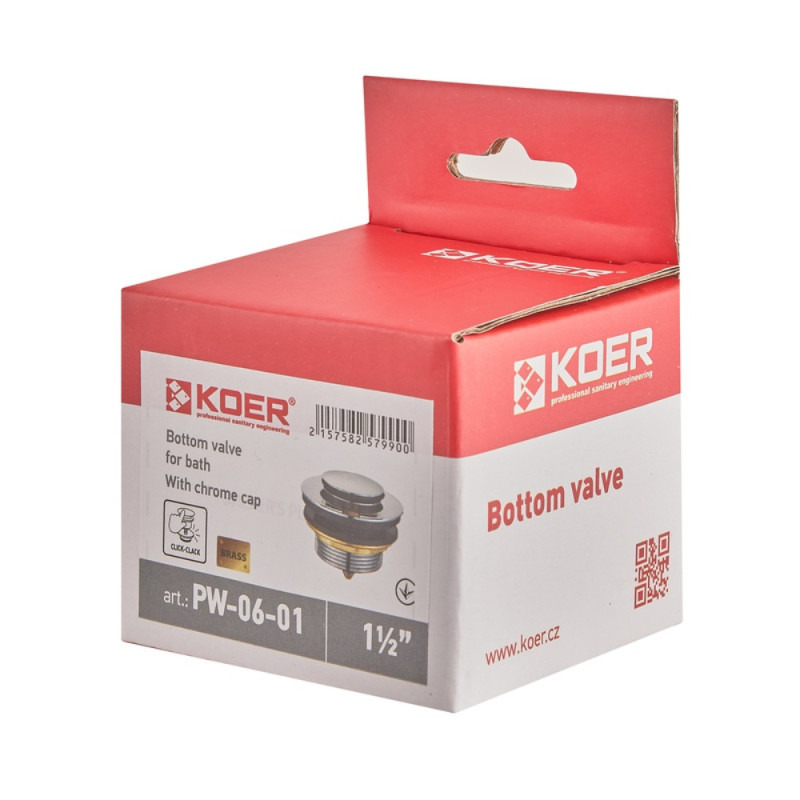 Донний клапан для ванни Koer PW-06-01 1 1/2'' автоматичний СLICK-СLACK (Колір хром) (KR5799)
