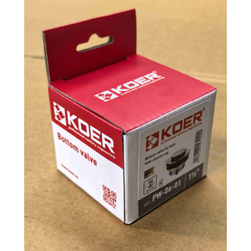 Донний клапан для ванни Koer PW-06-01 1 1/2'' автоматичний СLICK-СLACK (Колір хром) (KR5799)