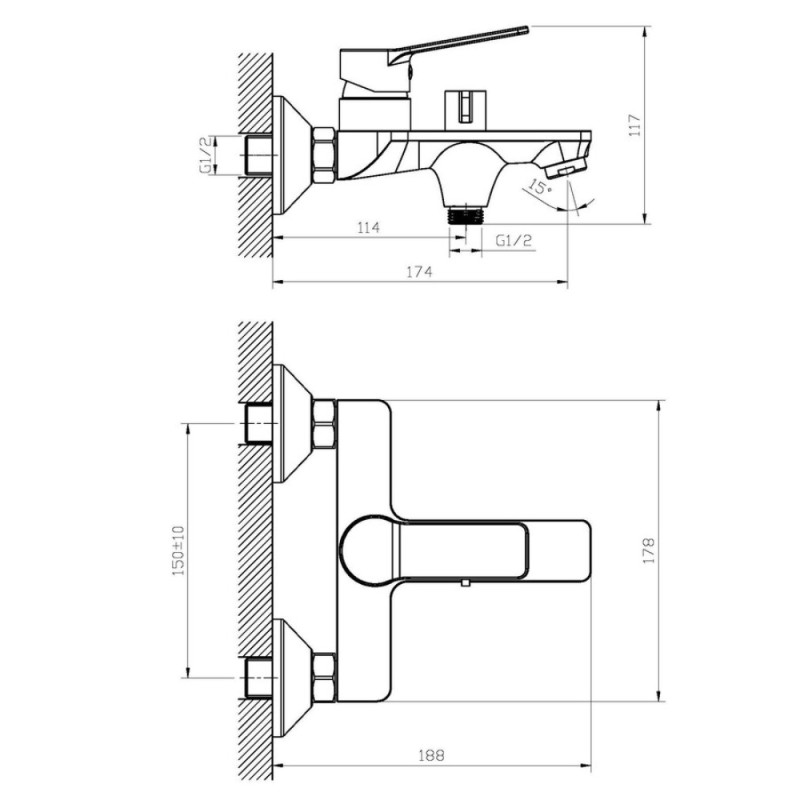 Змішувач для ванни Haiba Diana 009 (HB1017)