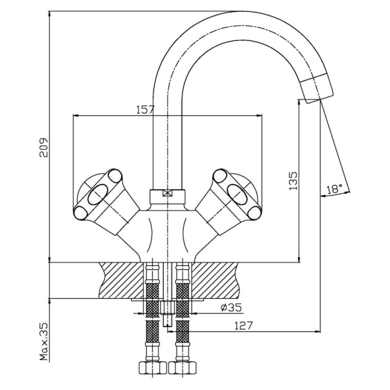 Смеситель для умывальника Haiba Mega 274 (HB0290)